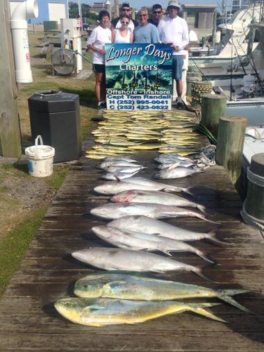 Days like this make for great fishing reports with a nice catch of mahi and tuna for this group staying in Rodanthe.