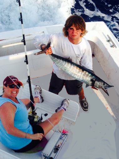 Offshore fishing in August for Wahoo pays off for this lady vacationing in von NC.