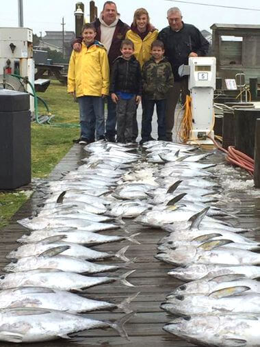 Group staying in Buxton has a great fishing charter catch at Cape Hatteras.